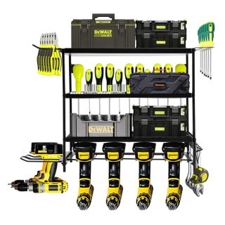 ECOZZONE Heavy Duty Garage Tool Organizer 4 Tiers with 5 Drill Bit Holders, Wall Mounted, 150 lbs Capacity ECOZZONE Heavy Duty Garage Tool Organizer 4 Tiers with 5 Drill Bit Holders, Wall Mounted, 150 lbs Capacity