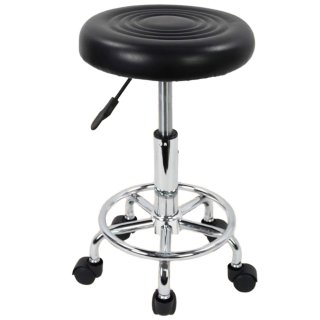 ECOZZONE Rolling Stool with Footrest PU Leather Height Adjustable for Home Salon Shop (White) ECOZZONE Rolling Stool with Footrest PU Leather Height Adjustable for Home Salon Shop (White)