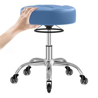 ECOZZONE Rolling Stool Heavy Duty 400lb,PU Leather,Free Adjustable Swivel,Office Accessible(Blue) ECOZZONE Rolling Stool Heavy Duty 400lb,PU Leather,Free Adjustable Swivel,Office Accessible(Blue)