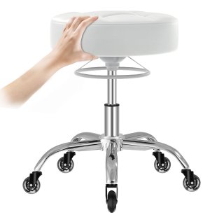 ECOZZONE Rolling Stool Heavy Duty 400lb,PU Leather,Free Adjustable Swivel,Office Accessible(White) ECOZZONE Rolling Stool Heavy Duty 400lb,PU Leather,Free Adjustable Swivel,Office Accessible(White)