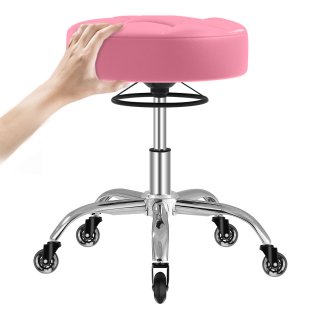 ECOZZONE Rolling Stool Heavy Duty 400lb,PU Leather,Freely Adjustable Swivel for Offices(Pink) ECOZZONE Rolling Stool Heavy Duty 400lb,PU Leather,Freely Adjustable Swivel for Offices(Pink)