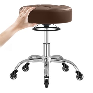 ECOZZONE Rolling Stool Heavy Duty 400lb,PU Leather,Free Adjustable Swivel,Office Accessible(Brown) ECOZZONE Rolling Stool Heavy Duty 400lb,PU Leather,Free Adjustable Swivel,Office Accessible(Brown)