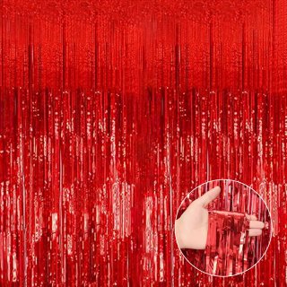 ECOZZONE Red Foil Fringe Curtain - 3.3'x9.8' (1PC), Shiny Holistic Party Decor for Wall/Door ECOZZONE Red Foil Fringe Curtain - 3.3'x9.8' (1PC), Shiny Holistic Party Decor for Wall/Door